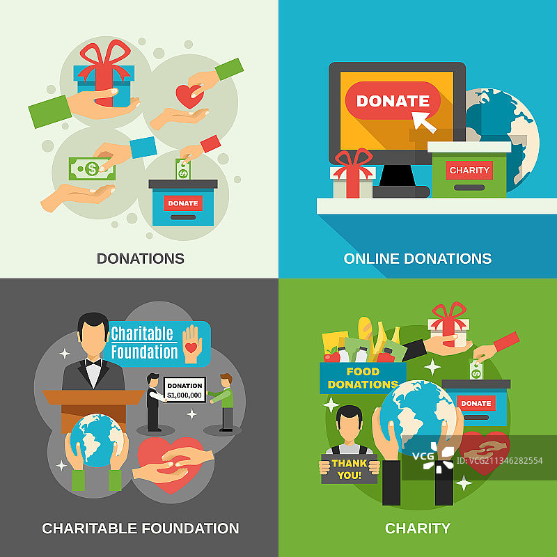 慈善概念图标集图片素材