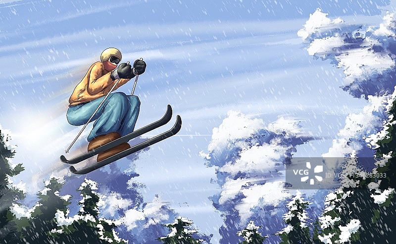 滑雪运动员插画图片素材