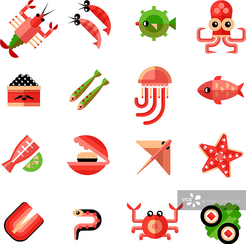 独立海鲜图标合集图片素材