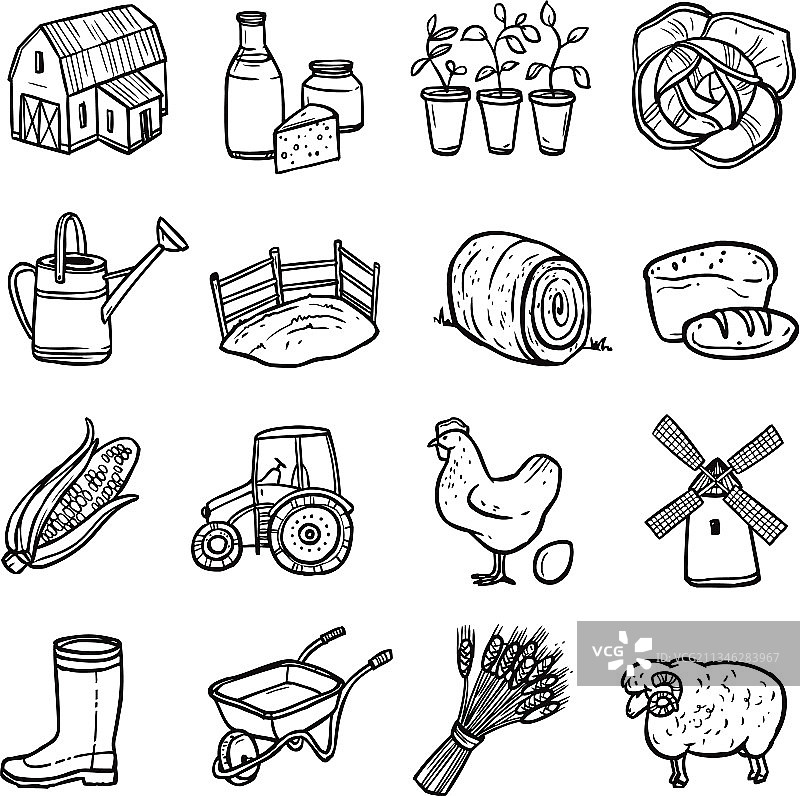农业黑白图标集图片素材