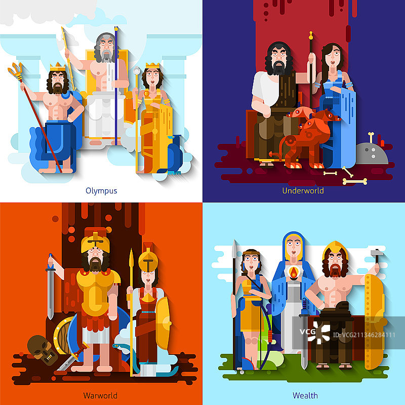 奥林匹克诸神2x2卡通概念图片素材