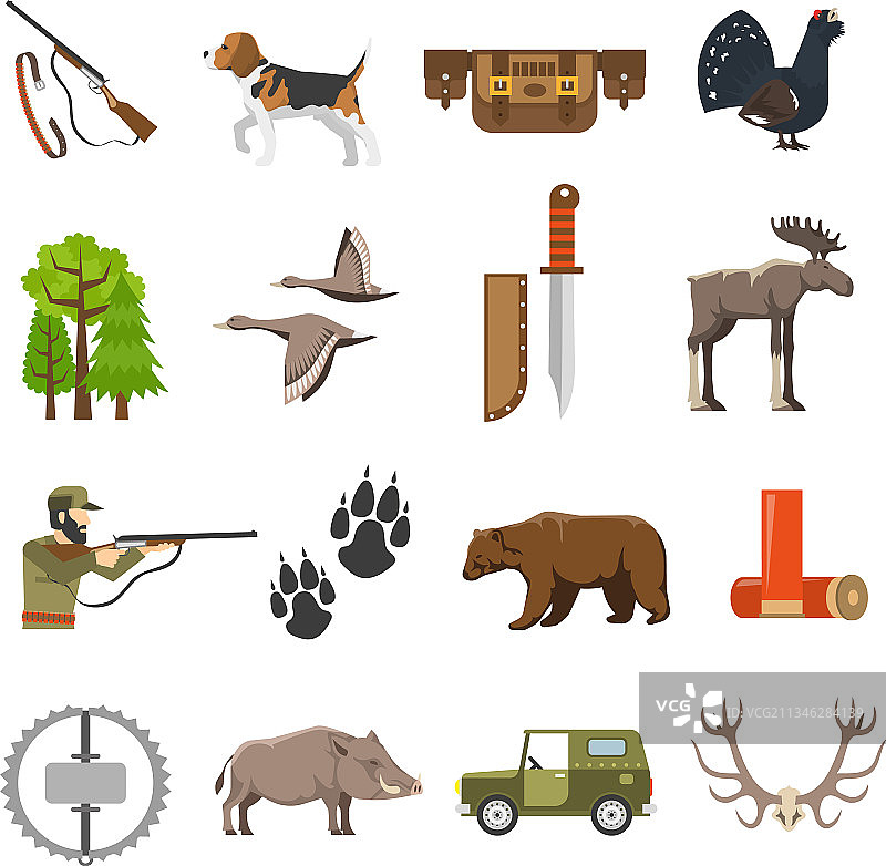 扁平风格狩猎图标图片素材