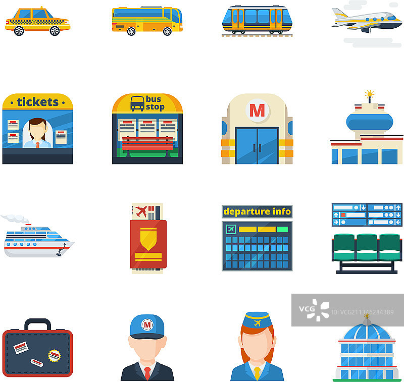 客运交通扁平图标图片素材