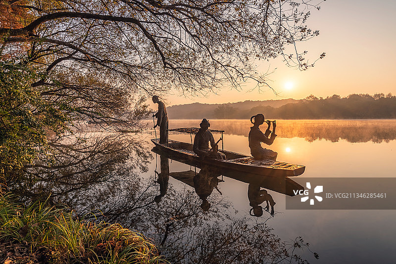 杭州西湖黛色参天茅家埠景色图片素材