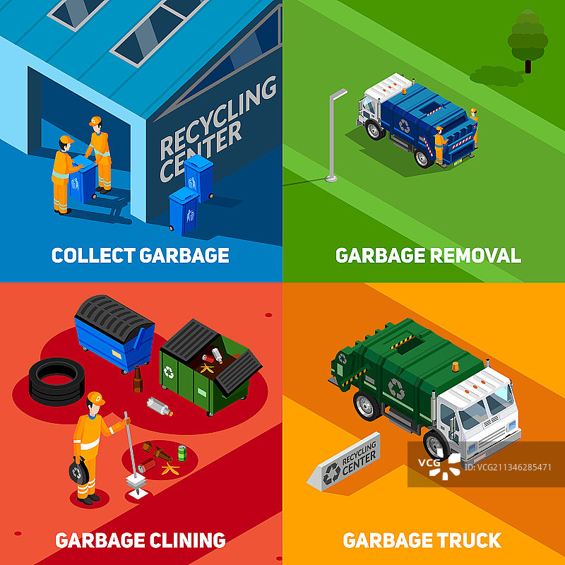 垃圾2x2 2.5D设计概念图片素材