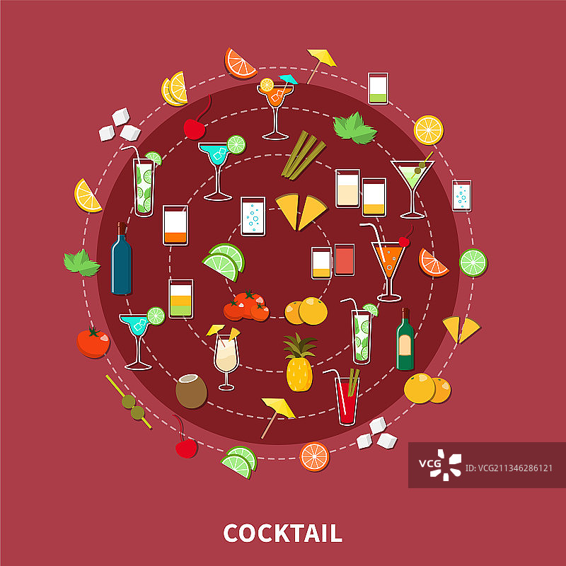 鸡尾酒图标集图片素材