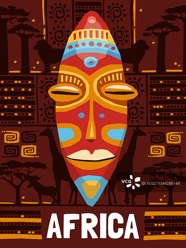 部落民族面具模板图片素材