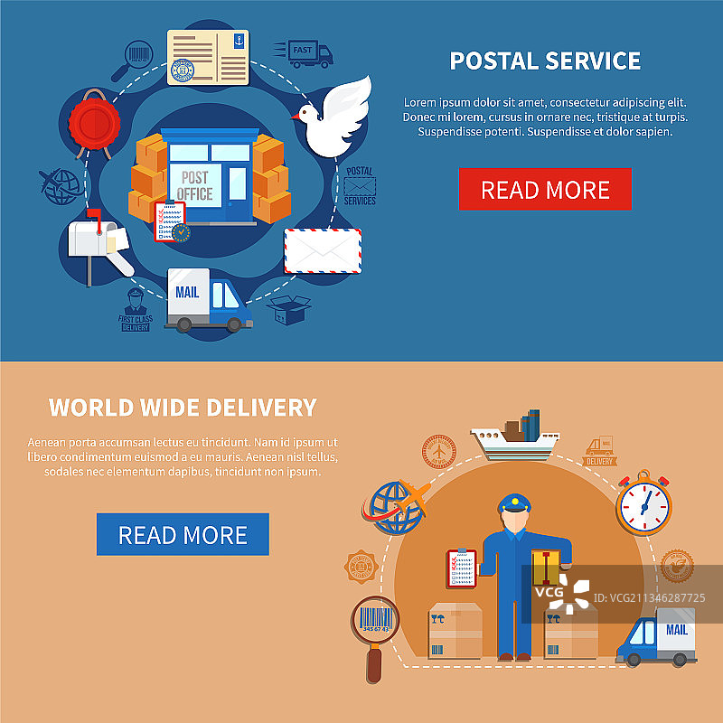 扁平风格邮政服务banner图片素材