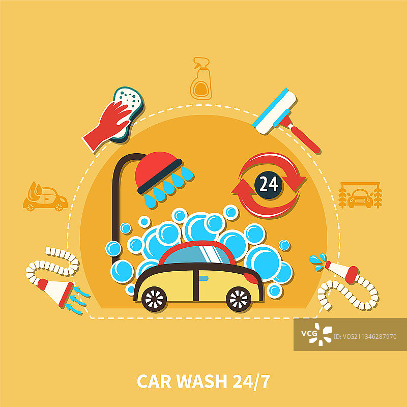 24小时洗车组合图片素材