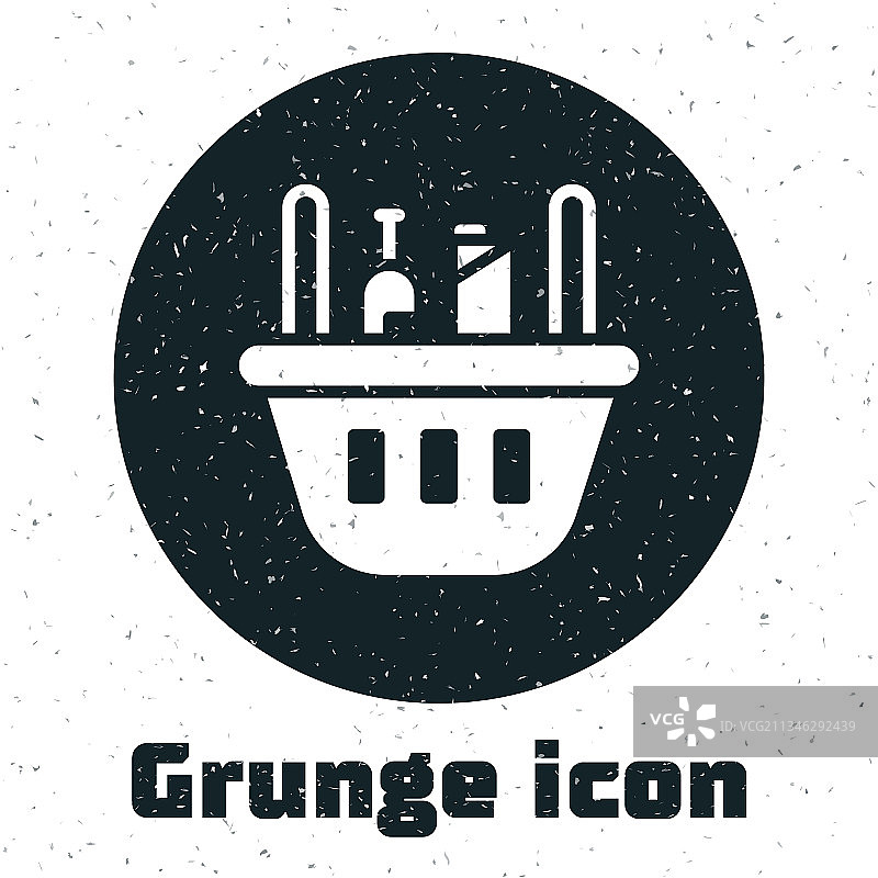 做旧购物篮和食品图标图片素材