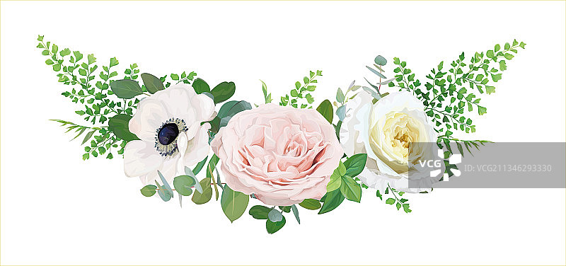 可编辑的白色粉色黄色花束图片素材