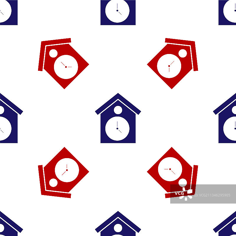 蓝红色复古挂钟图标图片素材