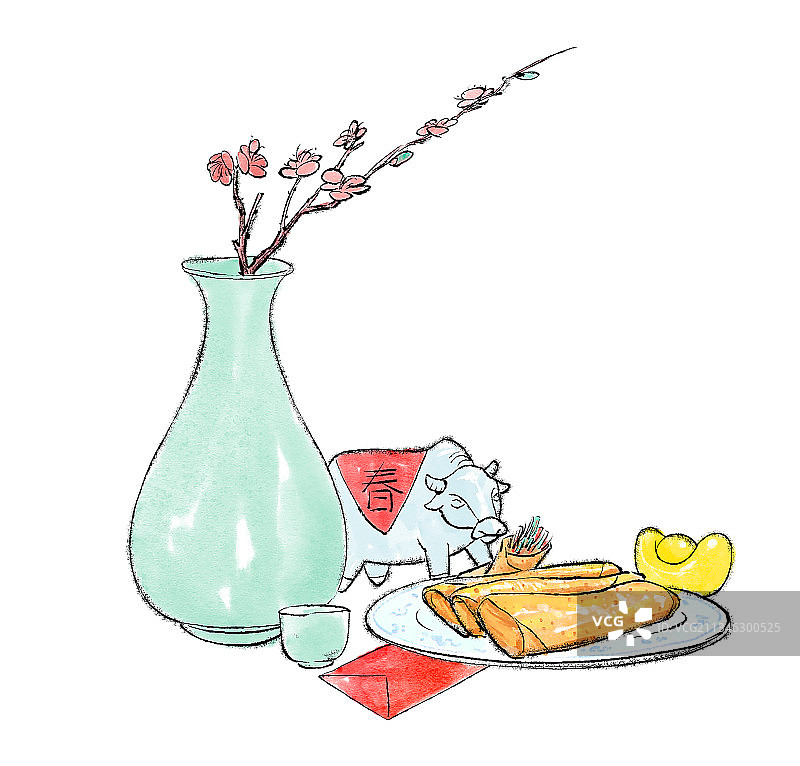 节气立春传统膳食元素图片素材