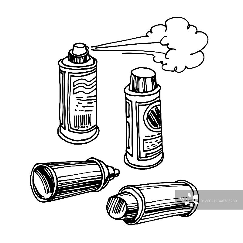 气雾罐云朵空气清新剂涂鸦组合图片素材