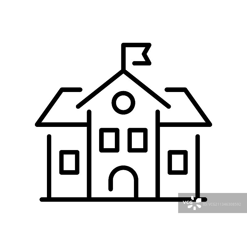 单色高中建筑外观图标图片素材