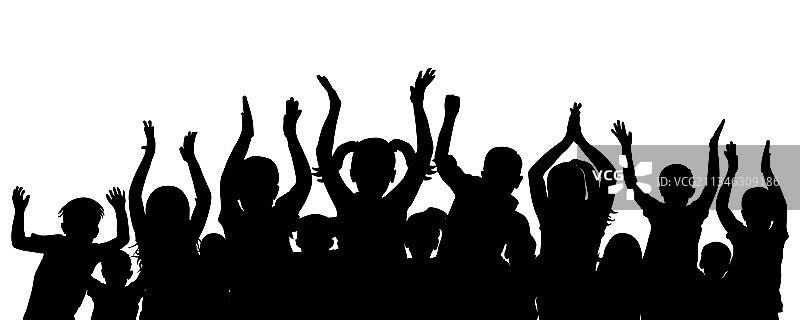 快乐的一年级学生剪影人群图片素材