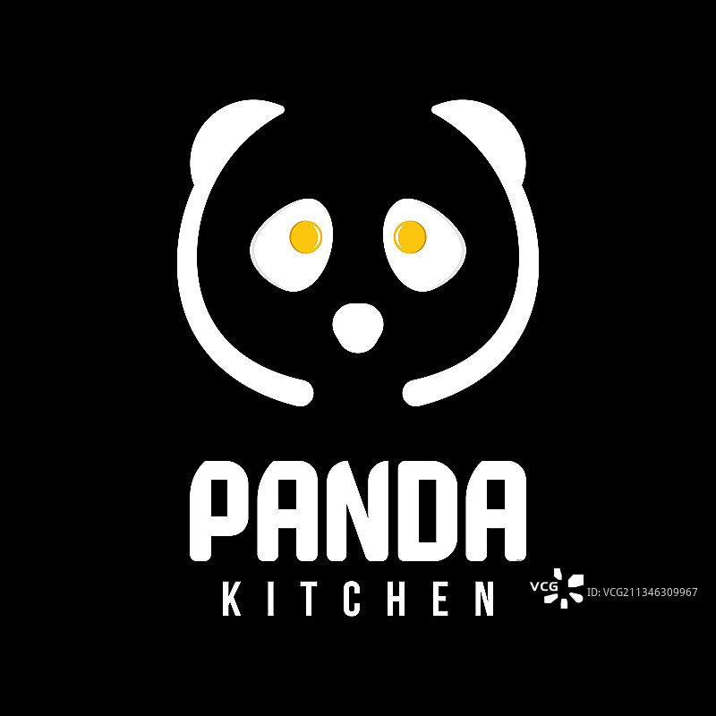 熊猫厨房标志，含勺子和鸡蛋图案图片素材