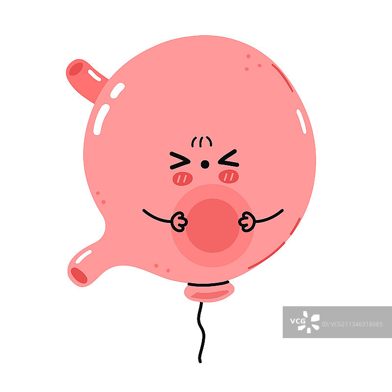 可爱的悲伤生病有趣的胃器官卡通形象图片素材