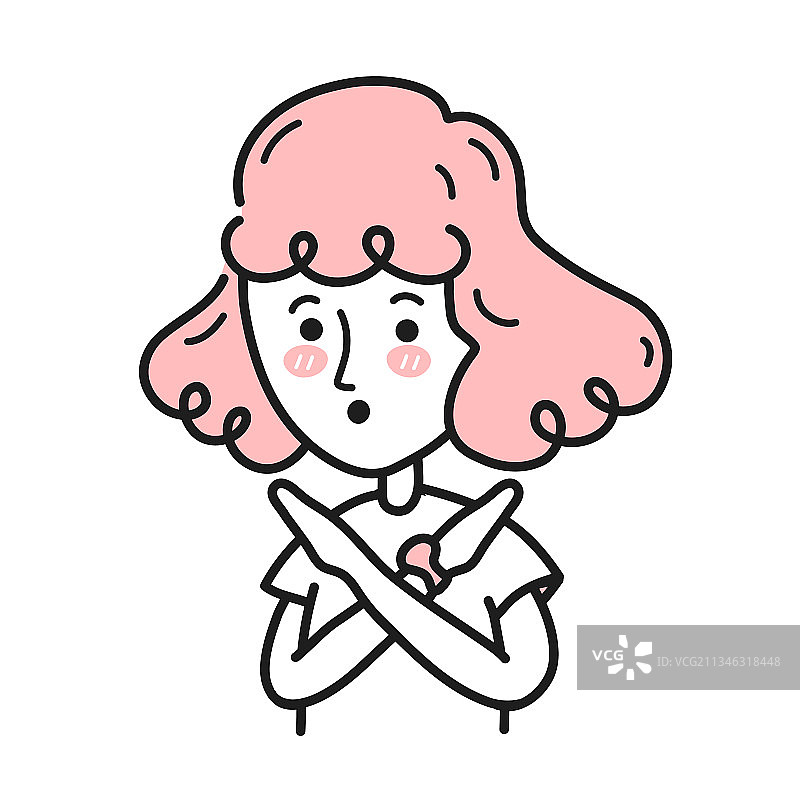 年轻女人交叉双臂做拒绝手势图片素材