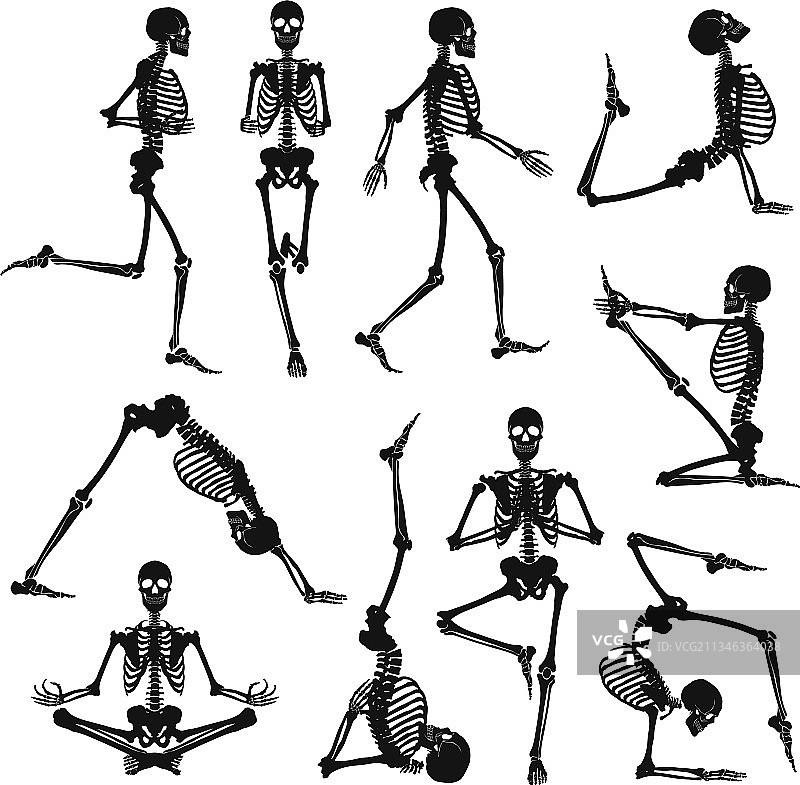 黑色人体骨骼背景图片素材