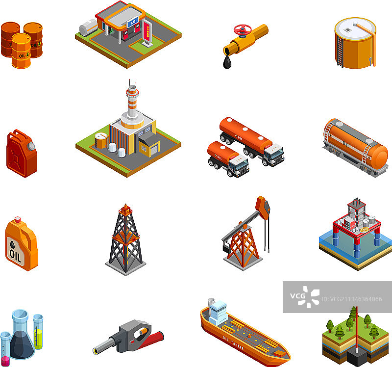石油工业2.5D图标合集图片素材