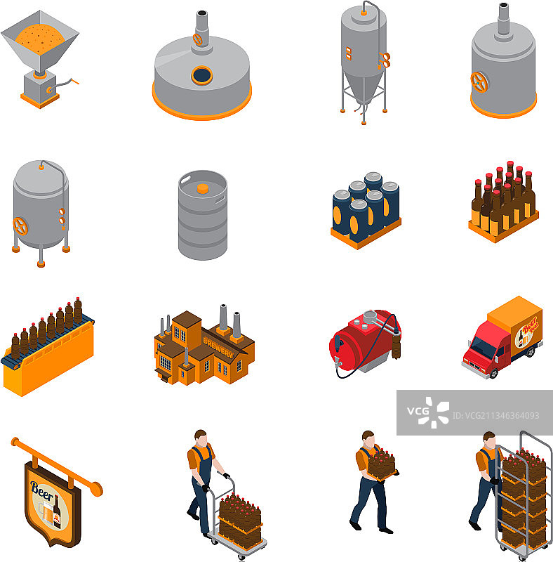 啤酒厂2.5D图标集图片素材