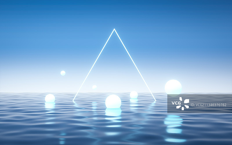 海平面三角形光线科技背景图片素材