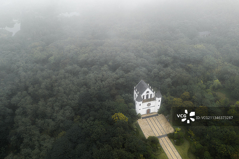 雾色中的泉山森林公园+江苏省徐州市泉山区泉山森林公园图片素材