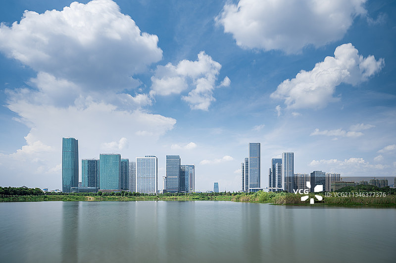 义乌福田CBD城市天际线图片素材