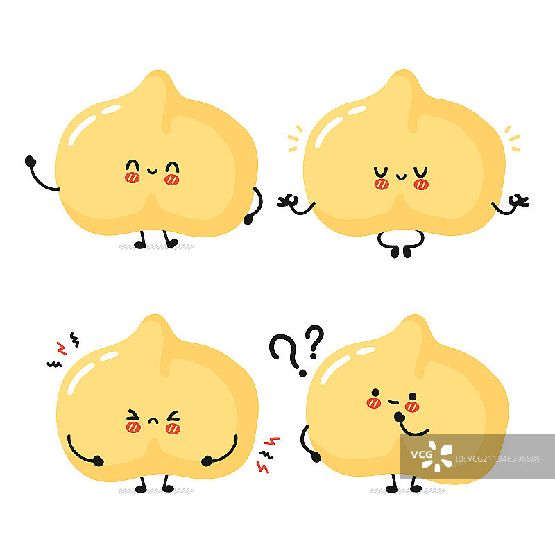 可爱鹰嘴豆卡通人物套装图片素材