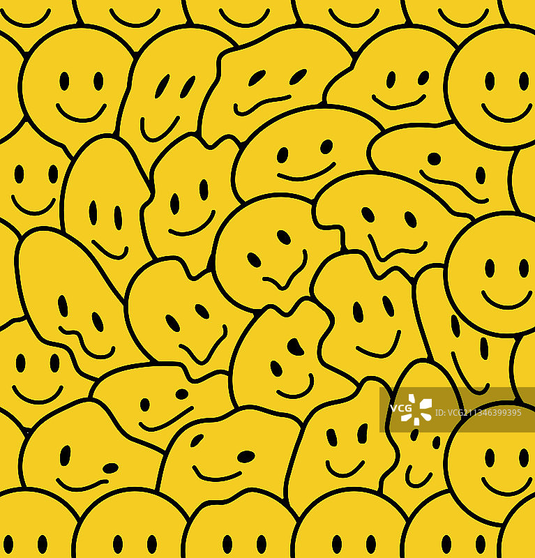 有趣的笑脸无缝涂鸦图案图片素材