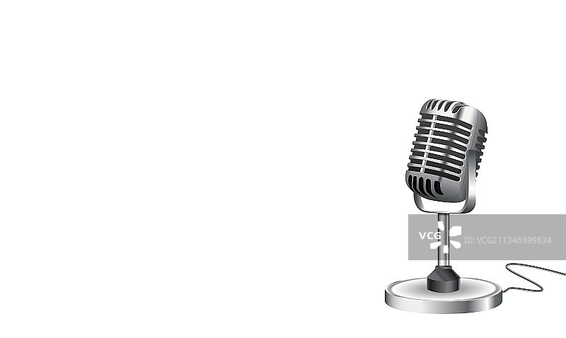 白色背景上的复古麦克风图片素材