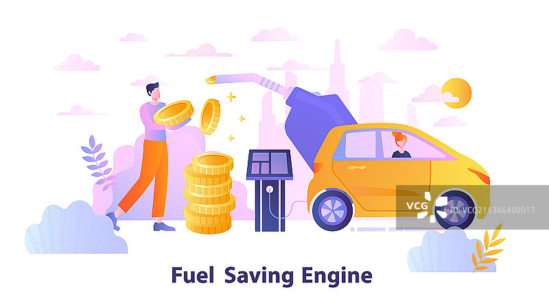 男人开着一辆省油的汽车图片素材