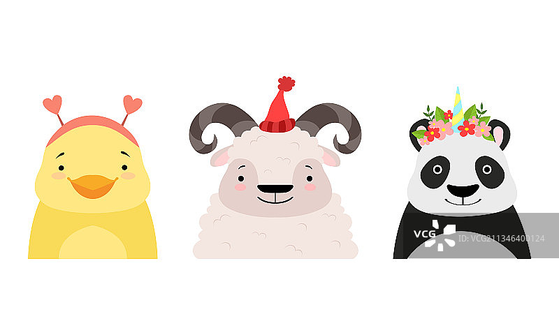 头饰中可爱的动物宝宝图片素材