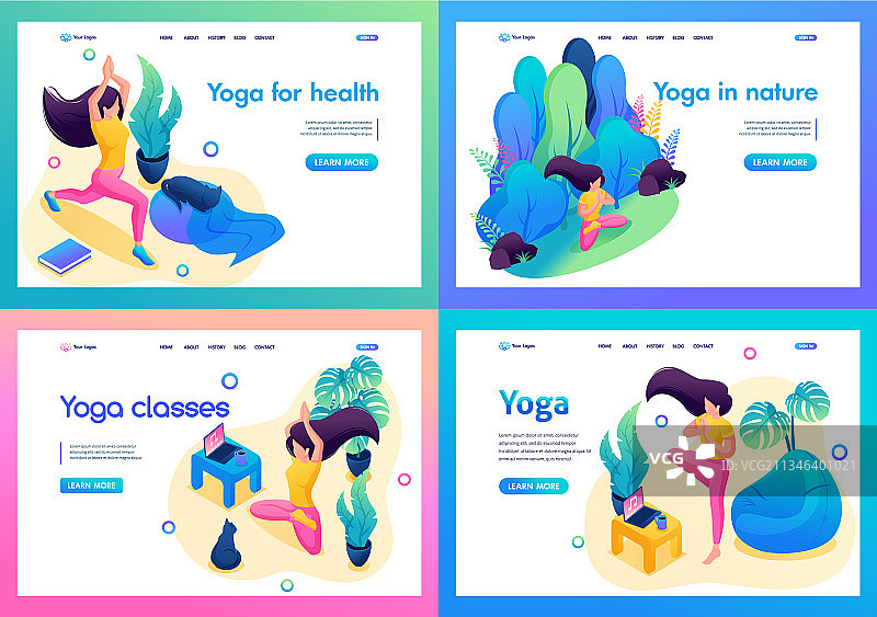 精美的2.5D着陆页套件图片素材