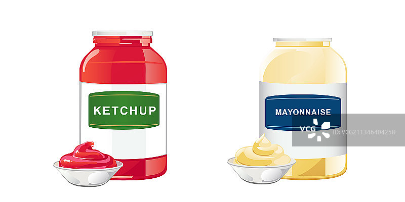 番茄酱和蛋黄酱套装图片素材