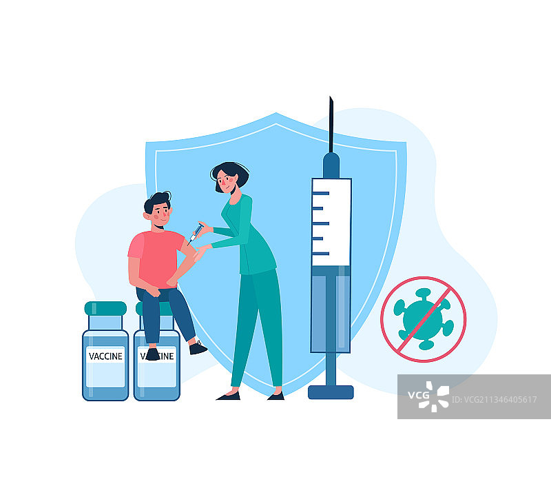 护士为儿童接种疫苗图片素材