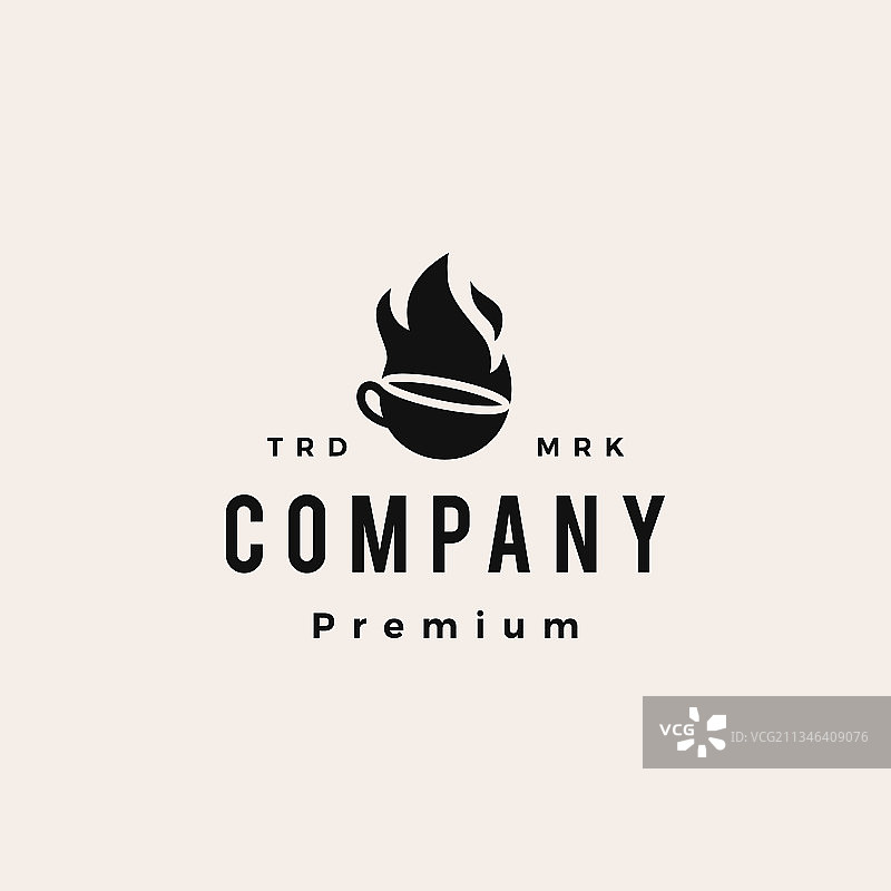 火焰热咖啡时尚复古Logo图标图片素材