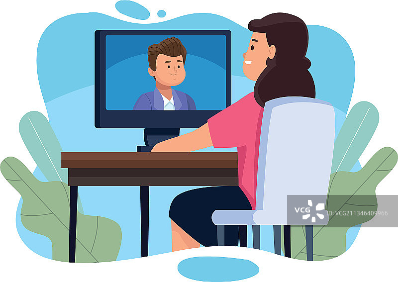 与男人视频聊天的女人图片素材