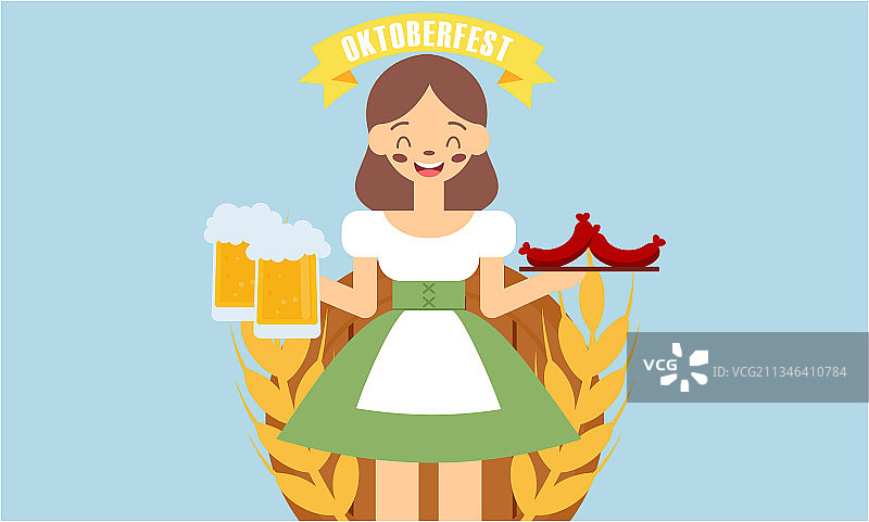 手绘慕尼黑啤酒节人物图片素材