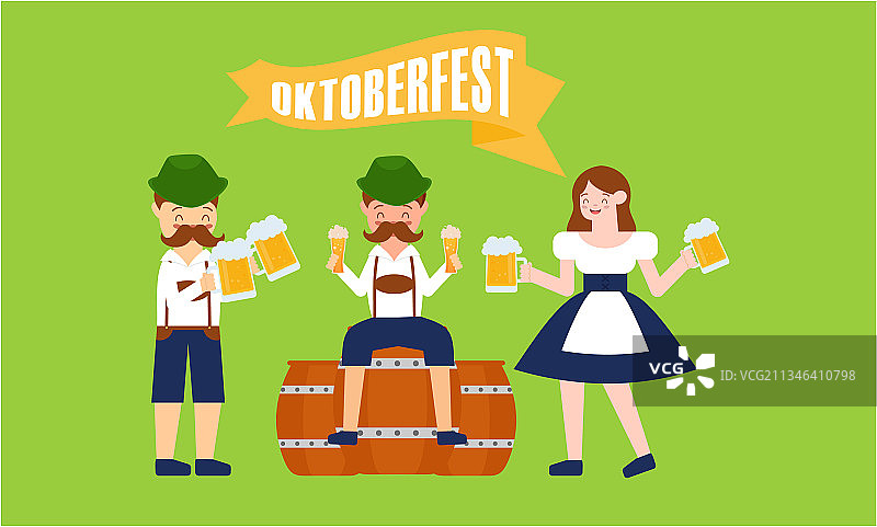 手绘慕尼黑啤酒节人物图片素材