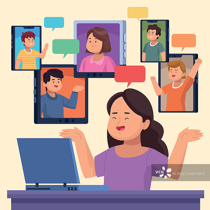 虚拟会议中的人物图片素材