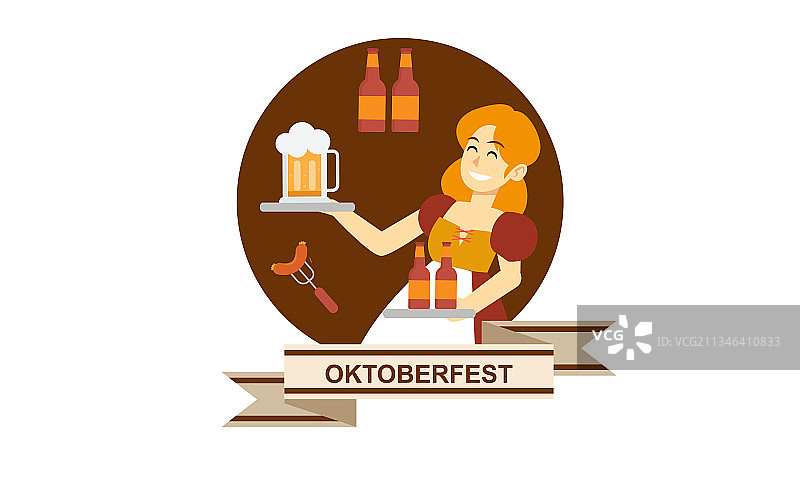 手绘慕尼黑啤酒节人物图片素材