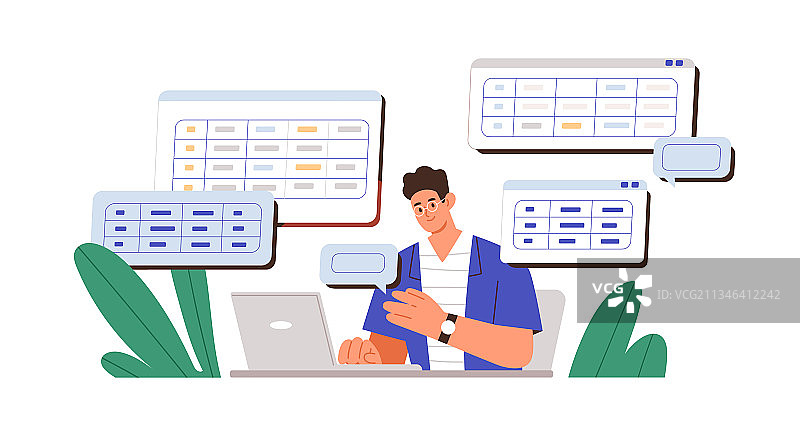 使用大数据和数据库的男人图片素材