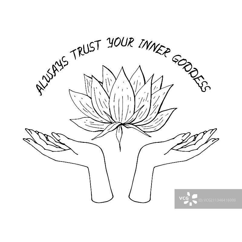 复古金色和黑色神秘手持荷花图片素材