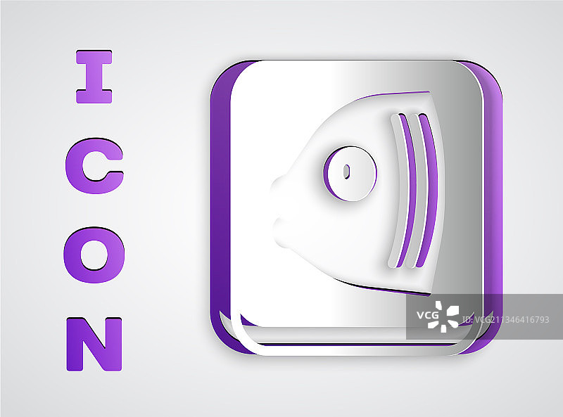 灰色背景上的鱼头剪纸图案图片素材