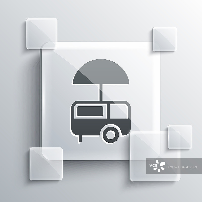 灰色带遮阳篷的快餐车图标图片素材