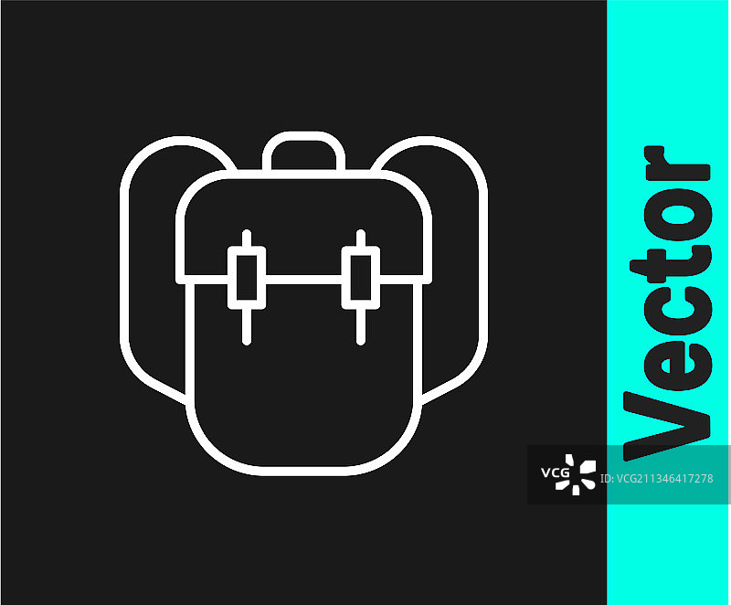 黑色背景上的白色线条书包图标图片素材