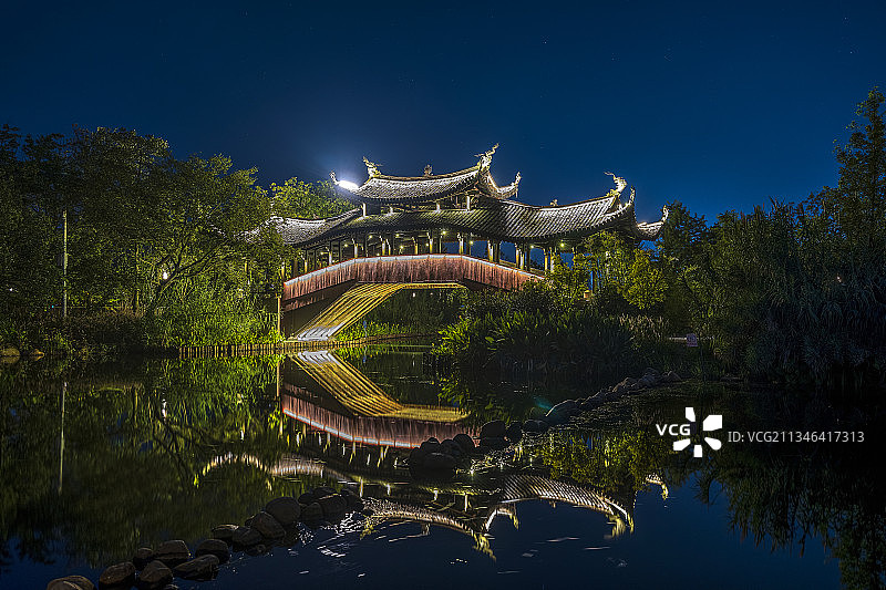 三垟湿地廊桥图片素材