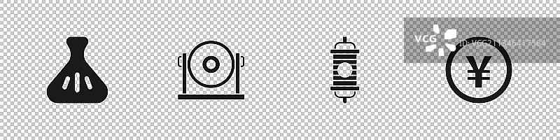 饺子锣中国纸灯笼元宝套装图片素材